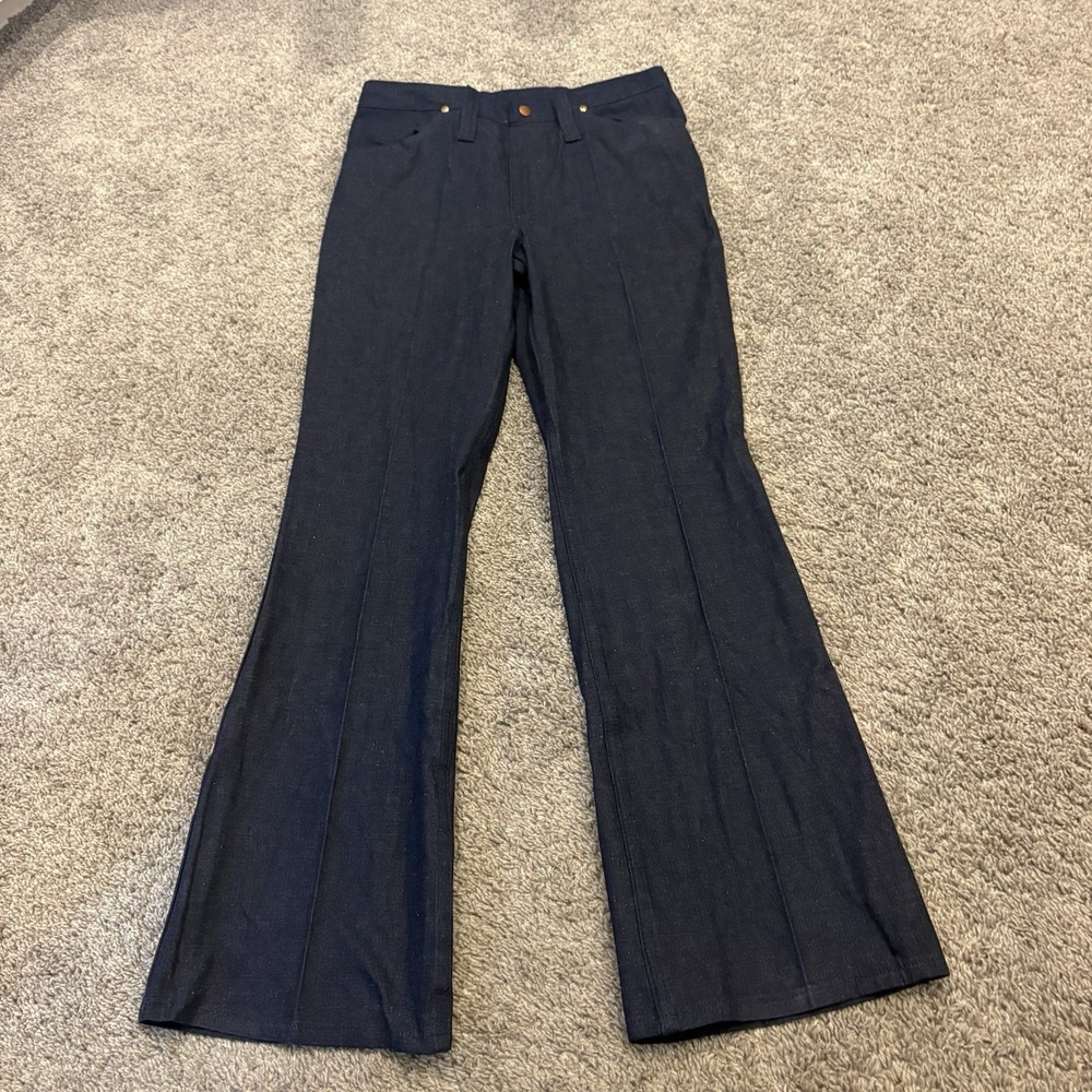 Vintage 70s Wrangler Bell Bottom Patch Pocket Flare Jeans 11/12 30x32 USA NOS